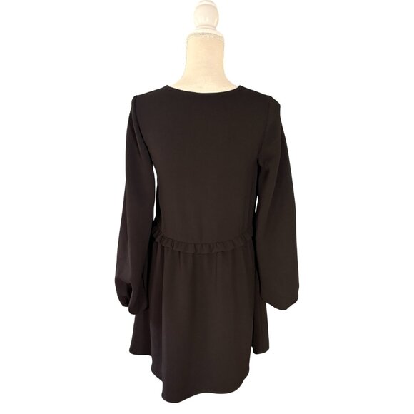 Sezane Penelope Dress black Size 34 / US 2 v-neck long sleeve mini 4 XS S - Picture 6 of 14